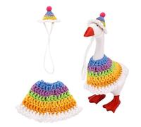 Sinbana Rainbow Desk Goose Outfit, Plush Cute Desktop Mini Porch Goose Clothes Including Colorful Hat & Clothes for 7in/17.78cm Desktop Geese Statues Accessories Decor