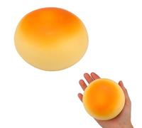 Sinbana Squeeze Bread, Soft PU Material Slow Rising Round Bread Pinch Squishy Cheese Bun Fake Food Realistic Sticky Fidget Ball for Office School Home Adult Gift Calming Down