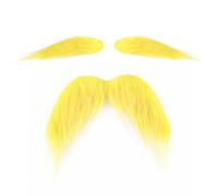 Sinbana Yellow Mustache and Eyebrows Set, Cosplay Fake Beard and Eyebrow Halloween Costume Accessories for Adults Kids Men Women