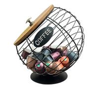 SINBINTA Coffee Pod Holder, Coffee Filter Holder with Lid, Stylish Black Wire Coffee Basket, Large Capacity Espresso Capsule Organizer, for Kitchen Countertop, Coffee Bar, Office (Black)