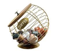 SINBINTA Coffee Pod Holder, Filter Holder with Lid, Stylish Black Wire Coffee Basket, Large Capacity Espresso Capsule Organizer, for Kitchen Countertop, Bar, Office (Gold)