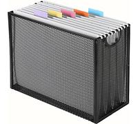 Sinboun Hanging File Organizer Letter-Size File Holder Filing Box Includes 5 Hanging Folders - Metal Mesh Magazine Book Letter Storage Cabinets File Cart for Office Home School, No Assembly Required