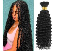 SinBounBoun Bohemian Curly Hair Deep Wave Hair 100% for Wet and Wavy Braids No Tangles No Weft 2 Packs Natural Color