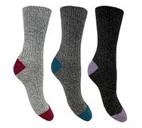 Since 2013 Bramble 3PK LADIES WOOL BLEND SOCKS WITH COLOUR H&T (Grey Mix)