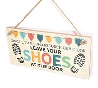 Since Little Fingers Touch Our Floor Leave Your Shoes at The Door Sign - Please Remove Your Shoes Wall Hanging Plaque for Home