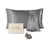 Since Silk 100% Mulberry Silk Pillowcase 25 Momme, Both Sides Silk with Hidden Zipper Slip Silk Pillow Cases 1PC, Housewife Silk Pillow Cover for Hair and Skin, Gift Box(50x90cm, Gray)