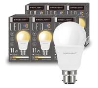 SINCELIGHT B22 LED Light Bulbs 11W,1150 Lumens (100W Incandescant Equivalent) Warm White 2700K, Bayonet Cap BC, GLS Energy Saving Lightbulbs, Pack of 6