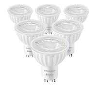 SINCELIGHT GU10 LED Spot Light Bulb 60° Beam Angle Moderate Focus Reflector, 6W, RA≈92, Cool White 6000K, Non-Dimmable, 550 Lumens Equivalent to 50W Halogen, Pack of 6