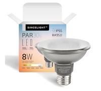 SINCELIGHT PAR30s LED Light Bulb E27 Base, 8W, 100W Halogen Equivalent, 5 Color Turnable, 2700K-6000K, Warm White to Cool White, High CRI 95, 1050lm, 38° Beam Angle, IP65 Waterproof, Pack of 1