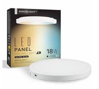 SINCELIGHT Ultra-Thin LED Ceiling Lights 18W, Φ230mm, Compact Profile, Recessed or Surface Mount, 2000lm, Tunable from Warm White to Cool White, 2700K-4000K-6000K, Pack of 1
