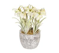 Sincere Floral 6 x Artificial Frosted Snowdrops in a Ceramic Pot