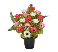 Sincere Floral Artificial Flower Front Facing Memorial Graveside Rose Bowl in Pink Sincere Floral Pink