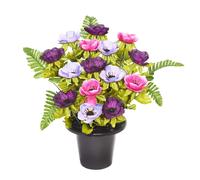 Sincere Floral Artificial Flower Front Facing Memorial Graveside Rose Bowl in Purple Sincere Floral Purple