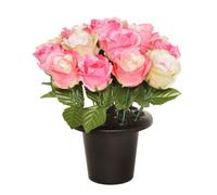Sincere Floral Artificial Flower Memorial Graveside Rose Bowl in Pink Sincere Floral Pink