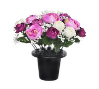 Sincere Floral Artificial Flower Memorial Graveside Rose Bowl in Purple Sincere Floral Purple