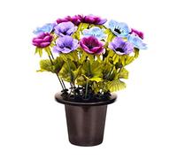 Sincere Floral SF ARTIFICIAL LILAC ANEMONE GRAVE POT WITH FLOWERS - VASE INSERT MEMORIAL