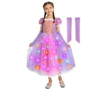 Sincere Party Deluxe Light Up Purple Rapunzel Dress,Luxury Princess Costume Dress for World Book Day,Halloween and More,7-8years