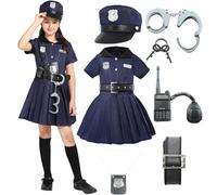 Sincere Party Girls Police Officer Costume,Cutie Cop Dress Up Role Play Set for Girls 12-14years
