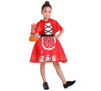 Sincere Party Girls Red Riding Hood World Book Day Costume,Girls Halloween,Carnival Fancy Dress Up Play Dress with Cape and Basket 5-6 years
