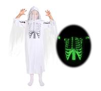 Sincere Party Halloween Ghost Ghoul Costume for Kids,Glow In the Dark Skeleton Print Spooky Costume for Boys and Girls 7-9years