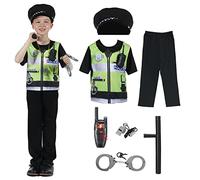 Sincere Party Kids Police Officer Costume Childs Policeman Outfit Cop Fancy Dress Up Cosutme for Boys and Girls 3-4years