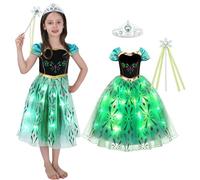 Sincere Party Light Up Anna Princess Dress with Wand and Tiara,Girl's World Book Week Princess Dress 3-4 years
