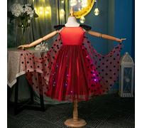Sincere Party Light Up Ladybug Princess Dress with Cape,Ladybug Fairy Cosplay Dress for Girls 7-8 years