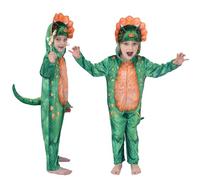 Sincere Party Sublimation Print Triceratops Dinosaur Costume for Little Boys and Girls, Dinosaur Oneise with Triceratops Statue Toy for 2-3 years