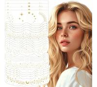 SinceReal 20 PCS Glitter Freckles Face Tattoo, Gold Sparkle Freckles Temporary Face Tattoos, Glitter Stickers for Women for Halloween, Carnival and Parties