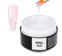 Sincero Salon Builder Gel Easy Fluid - Milky Foil - Ideal for French Manicures & Nail Extensions - LED UV Hard Gel - Semi-Permanent Nail Strengthener - 15ml