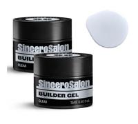 Sincero Salon Solid Builder Gel Set - Clear - Hard Builder Gel for Nail Extension Repair and Strengthening - Self-Leveling Formula - Ideal for Nail Reinforcement and Use with Forms - 2x15ml