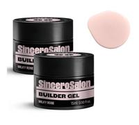 Sincero Salon Solid Builder Gel Set - Milky Rose - Hard Builder Gel for Nail Extension Repair and Strengthening - Self-Leveling Formula - Ideal for Nail Reinforcement and Use with Forms - 2x15ml