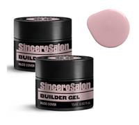 Sincero Salon Solid Builder Gel Set - Nude Cover - Hard Builder Gel for Nail Extension Repair and Strengthening - Self-Leveling Formula - Ideal for Nail Reinforcement and Use with Forms - 2x15ml