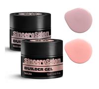 Sincero Salon Solid Builder Gel Set - Nude Cover & Sakura - Hard Builder Gel for Nail Extension Repair and Strengthening - Self-Leveling Formula - Ideal for Use with Forms - 2x15ml