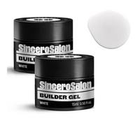 Sincero Salon Solid Builder Gel Set - White - Hard Builder Gel for Nail Extension Repair and Strengthening - Self-Leveling Formula - Ideal for Nail Reinforcement and Use with Forms - 2x15ml