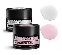 Sincero Salon Solid Builder Gel Set - White & Pearl Milky - Hard Builder Gel for Nail Extension Repair and Strengthening - Self-Leveling Formula - Ideal for Use with Forms - 2x15ml
