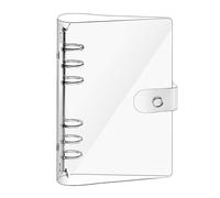 SinChic A5 Soft PVC Notebook Binder,Clear Soft PVC 6 Hole Ring Binder with Snap Button Waterproof Loose Leaf Notebook Folder for Diary Office Home School