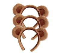 SinChic Bear Ears Headband,3 PCS Brown Plush Animal Hair Hoops Soft Face Wash Headband for Women Girls Animal Cosplay Headbands Cute Animals Ear Xmas Hair Band Cute Party Headwear for Adult Kids