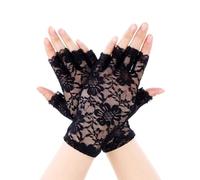 SinChic Black Lace Gloves - Fingerless, Half Finger, Bridal & Prom Gloves for Wedding & Tea Party Costume Accessories