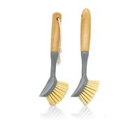 SinChic Dish Brush with Bamboo Handle,2 PCS Kitchen Dish Brushes Multi-Function Scrub Brush Natural Cleaning Brush for Dishes Pans Pots Kitchen Bathroom