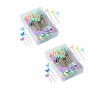 SinChic Flower Head Pins,200 PCS Butterfly Design Sewing Pins DIY Sewing Straight Needles Quilting Tool for Fabric Colorful Dressmaking Pins with Transparent Storage Box for Jewelry Decoration