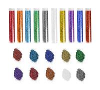 SinChic Glitter,10 PCS Extra Fine Glitters Powder Craft Glitter Tubes Paint Easy-Pour Shaker in 10 Assorted Vibrant Colours Ultra Fine Set for Resin Accessories DIY Slime Nail Art Body Hair Face