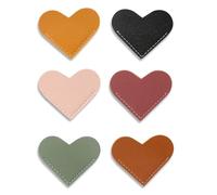 SinChic Leather Heart Bookmarks, 6 PCS Cute Corner Page Book Marks, Portable, Handmade, Waterproof, Durable, Heart Design, Ideal for Women, Kids, Book Lovers