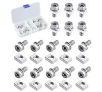 SinChic M6 Motorcycle Battery Bolts and Nuts,16 Sets 304 Stainless Steel Battery Terminal Bolt Square Nut Kit M6 Phillips Head Hexagon Machine Screw for ATV Vehicle Scooter Motorcycle Quad Bike