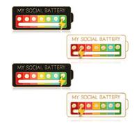 SinChic Social Battery Badge,4 PCS Pin Badges Cute Pins Badge Pins Cute Badges Mood Conversion Brooch Pin Badge Lapel Pin Social Battery Brooch Pins Allow You To Silently Indicate Your Mood