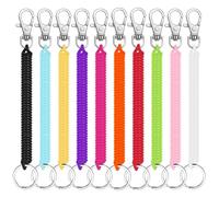 SinChic Spiral Keyring,10 Pack Stretchy Keychain Coloured Spring Key Rings Retractable Key Chain for Keys Torch Pliers School Work Plastic 10 Colours