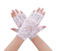 SinChic White Short Lace Gloves,Women Lace Fingerless Half Finger Gloves Bridal Prom Mesh for Wedding Tea Party Costume Accessories