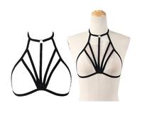 SinChic Women Sexy Harness Strappy,Women Strappy Bra Adjustable Halter Belt Crop Top Bralet Cupless Cage Bra Plus Size Breast Harness for Ladies Festival Club Party Wear Black