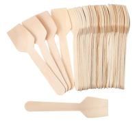 SinChic Wooden Square Spoons Set,100 PCS Eco-Friendly Wooden Spoons Set Ice Cream Spoons Recyclable Mini Wooden Cutlery for Sugar Scrub Party Dessert Jelly Cakes