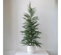 Sinclair & Moore Holiday Collection 2023 by CG Hunter, Set-of-1 Faux Cedar Trees, Premium Artificial Indoor Cedar Tree Stands 36" Tall in Creme Pot-Perfect Christmas Decoration